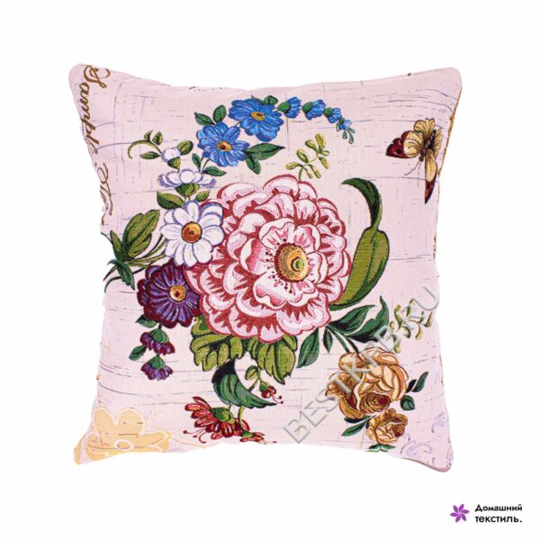 Гобеленовая наволочка для подушки с рисунком цветочков