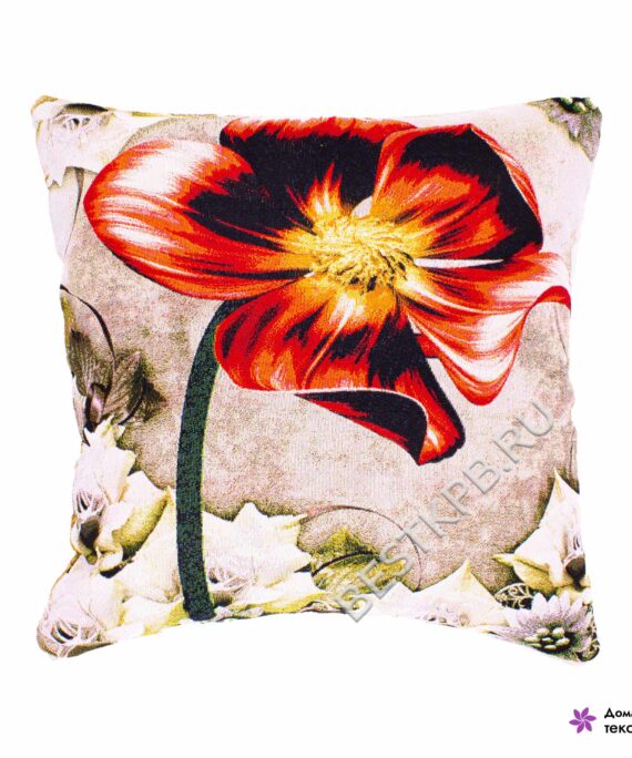 Гобеленовая наволочка для подушки с рисунком тюльпана